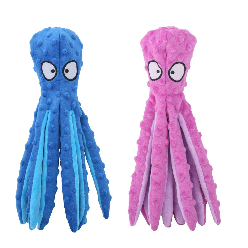 CPYOSN Dog Squeaky Toys Octopus - No Stuffing Crinkle Plush Toys for Puppy Teething, Durable Interactive Chew Toys for Small, Medium and Large Dogs Training and Reduce Boredom, 2 Pack