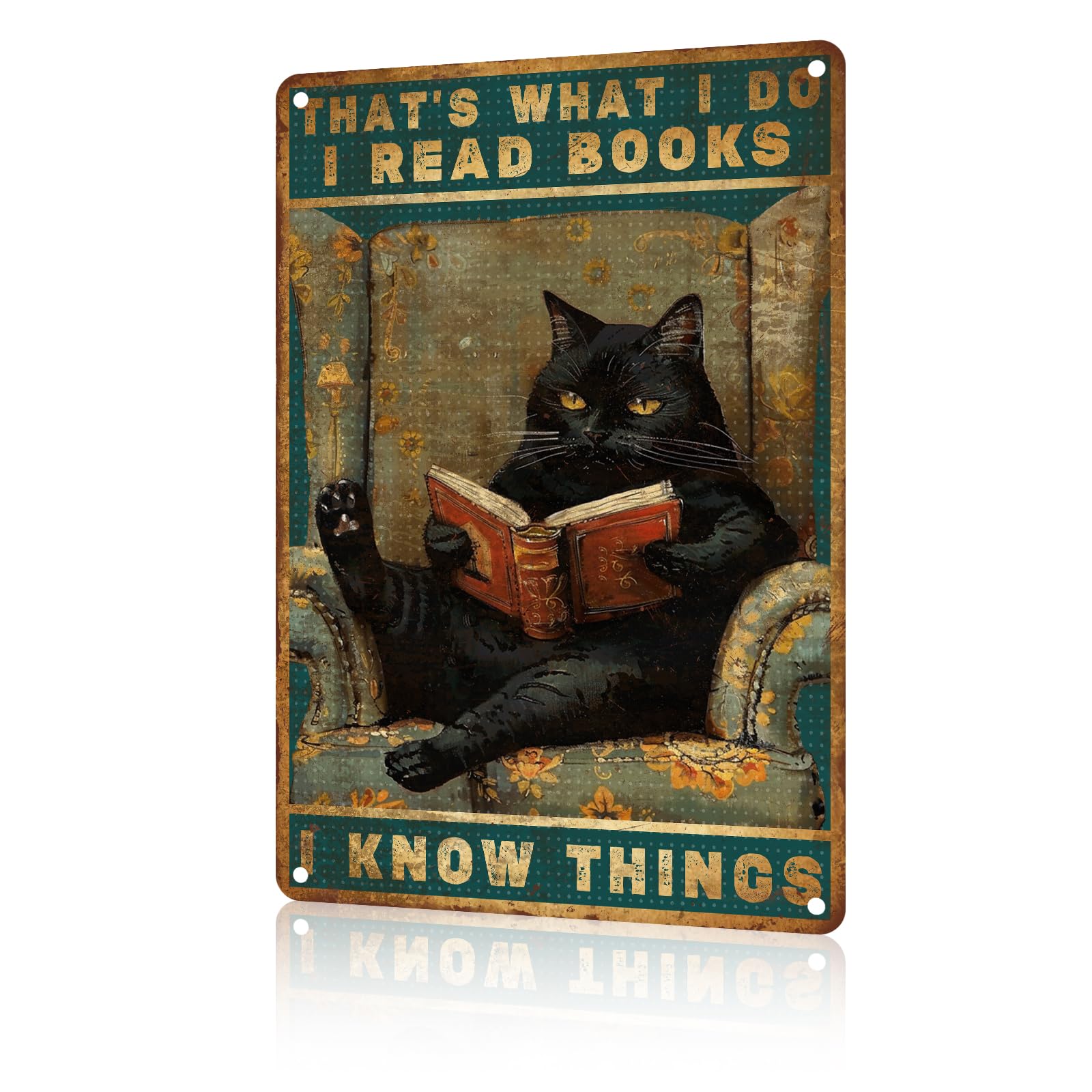 Cat Metal Tin Sign It's Fine I'm Fine Retro Wall Art Decor Funny Signs Bar Pub Club Indoor Home Gifts 8x12 inch