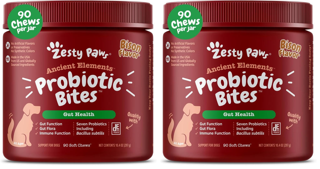 Zesty Paws Probiotics for Dogs - Digestive Enzymes for Gut Flora, Digestive Health, Diarrhea & Bowel Support - Clinically Studied DE111 - Dog Supplement Soft Chew for Pet Immune System - Pumpkin, 90ct