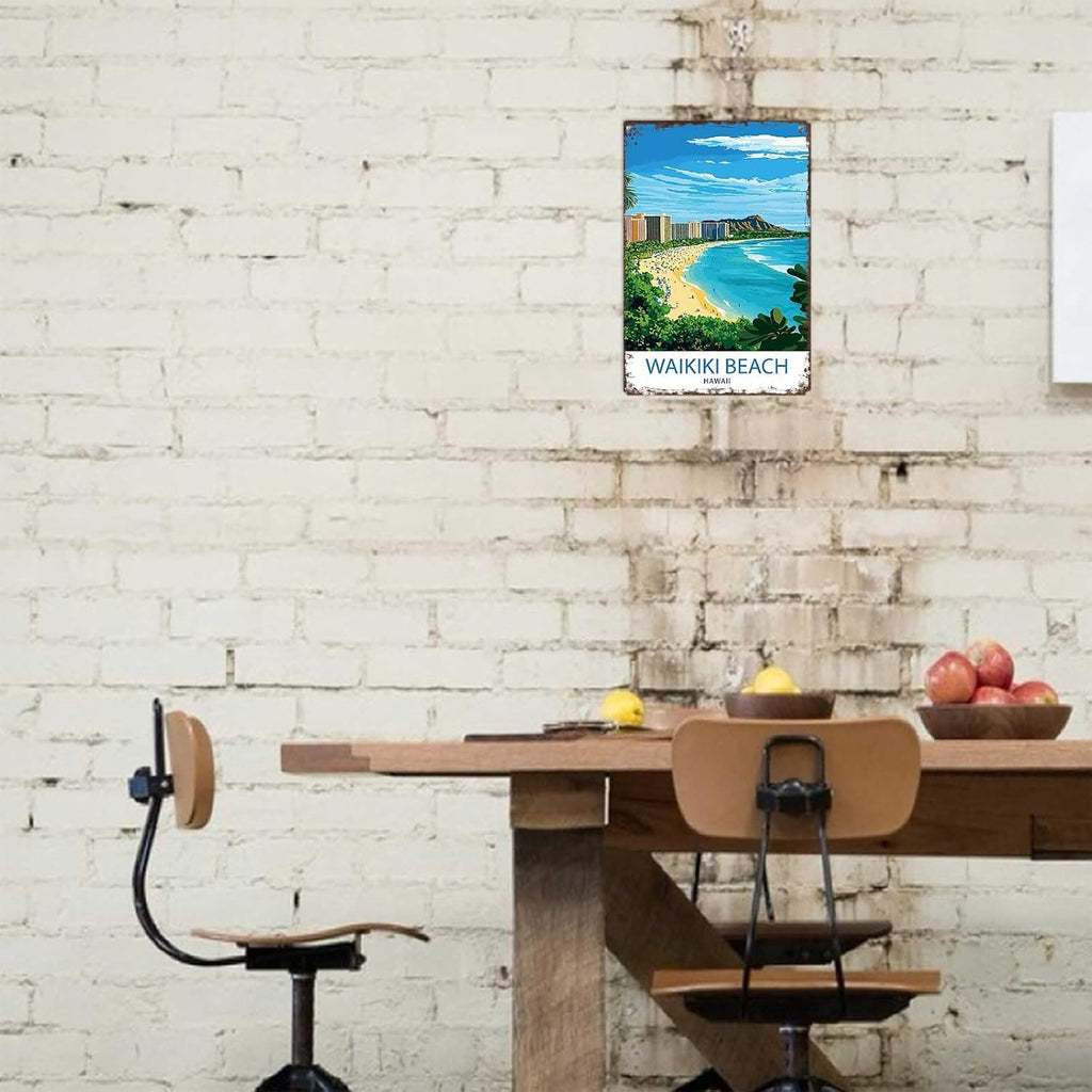 Funny Signs Poster 8x12inch Aluminum metal Tin Sign Waikiki Beach Hawaii Wall Art Decoration Painting For Home Room Office Decor