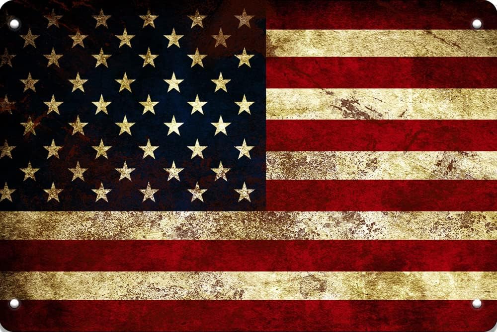 Vintage Tin Sign USA American Flag Metal Tin Sign Wall Decor Metal Plaque 8X12inches Wall Art Store Shop Bar Cave