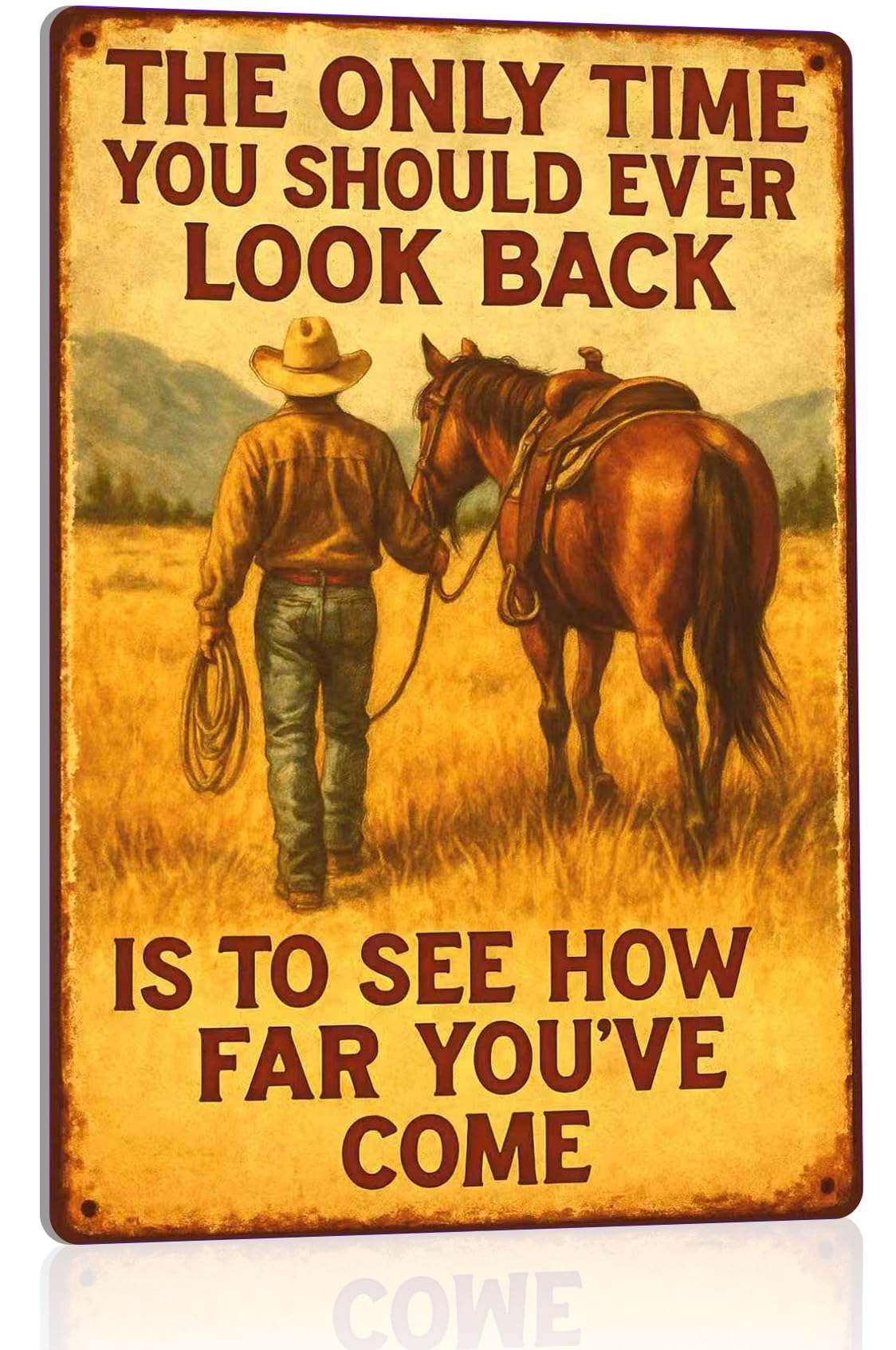 Kizbok Vintage Cowgirl Metal Tin Sign, Rustic Cowgirl Quote Metal Wall Art Prints, Farmhouse Country Life Western Horse Rider Signs Metal Sign for Bar, Garage Man Cave, Home, Southwestern Theme Decorations 8 x 12 Inch