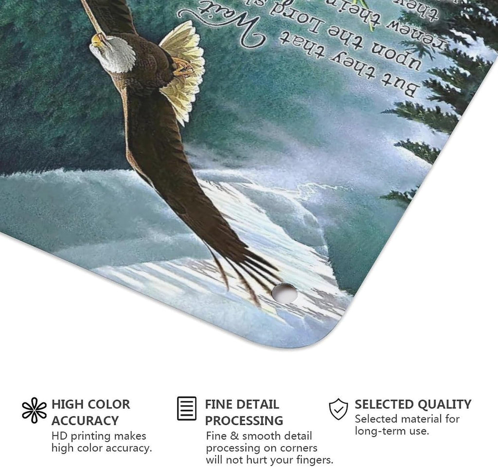 Rustic Metal Tin Sign Eagle Scripture Decor Wall Art Bible Verse Pictures Wall Decor Eagle Prints Painting Religious Eagle Decorations Artwork for Bedroom Living Room 8x12inch