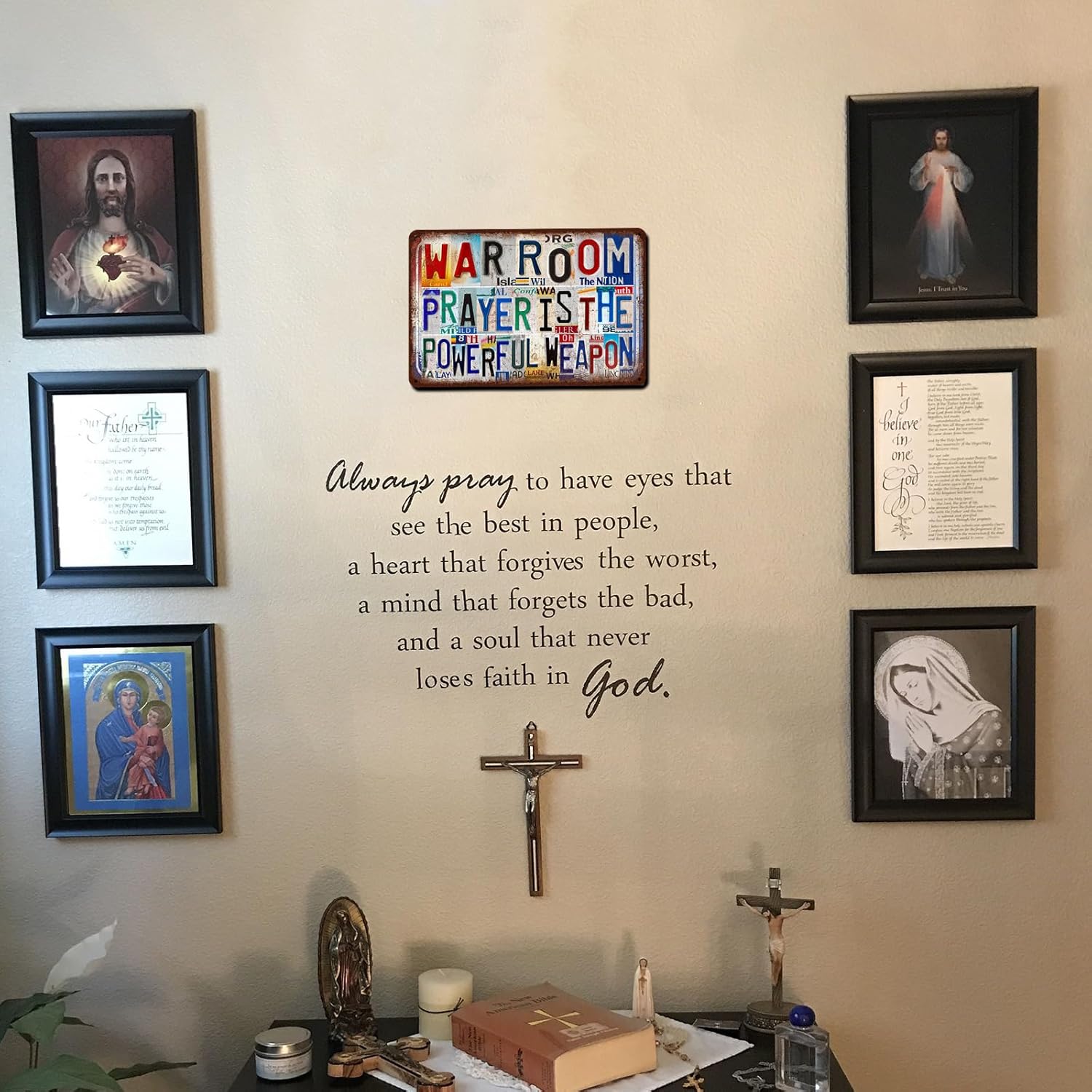 Vintage God Is Within You Wall Decor Biblical Quotation Metal Tin Signs for Bedroom Office Prayer Room,12x8 inch