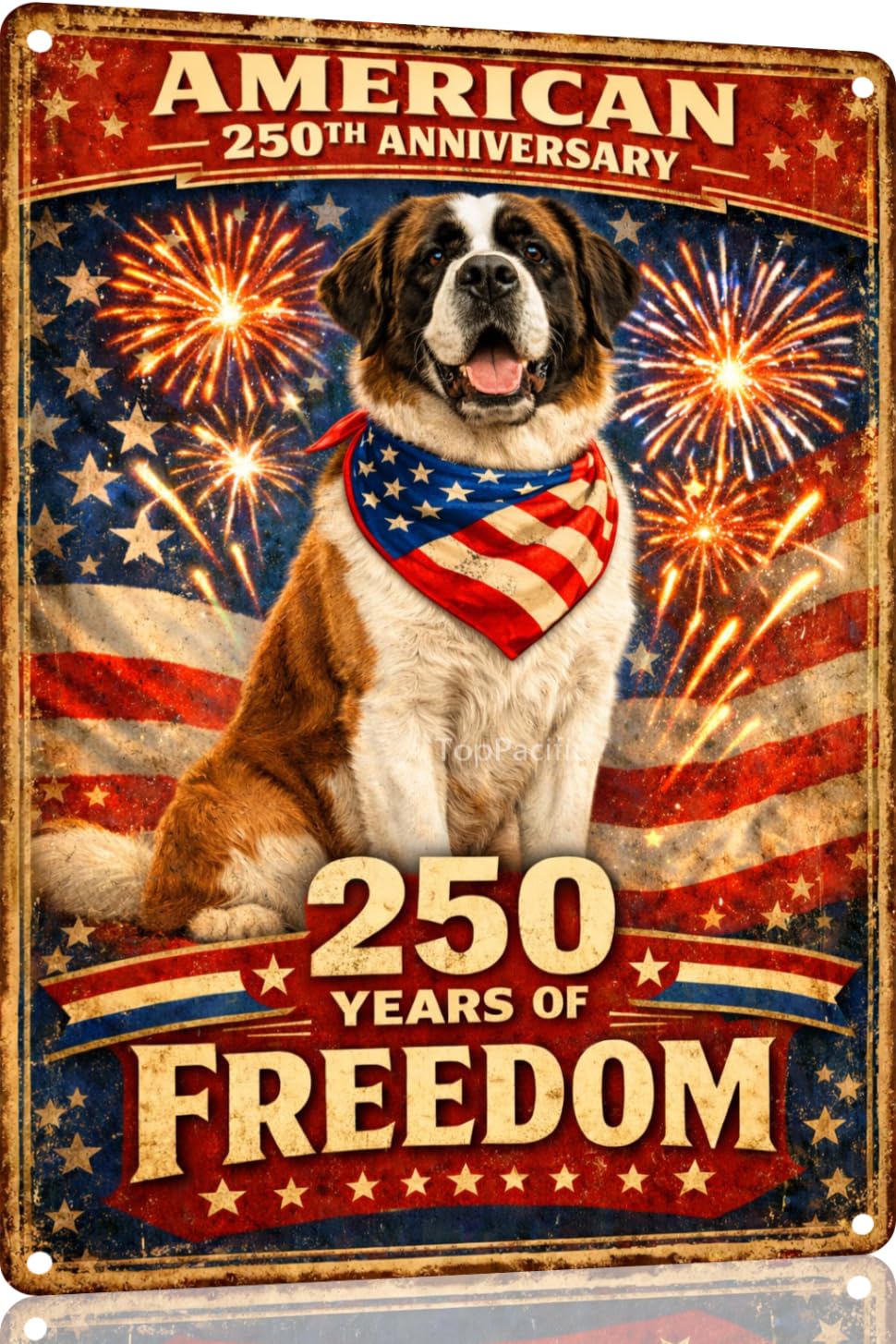 American 250th Anniversary Border Collie Funny Tin Sign 12x8 Inch Independence Day Vintage Metal Wall Art Retro Humor for Kitchen Bedroom Room Home Gift Decoration(59342)