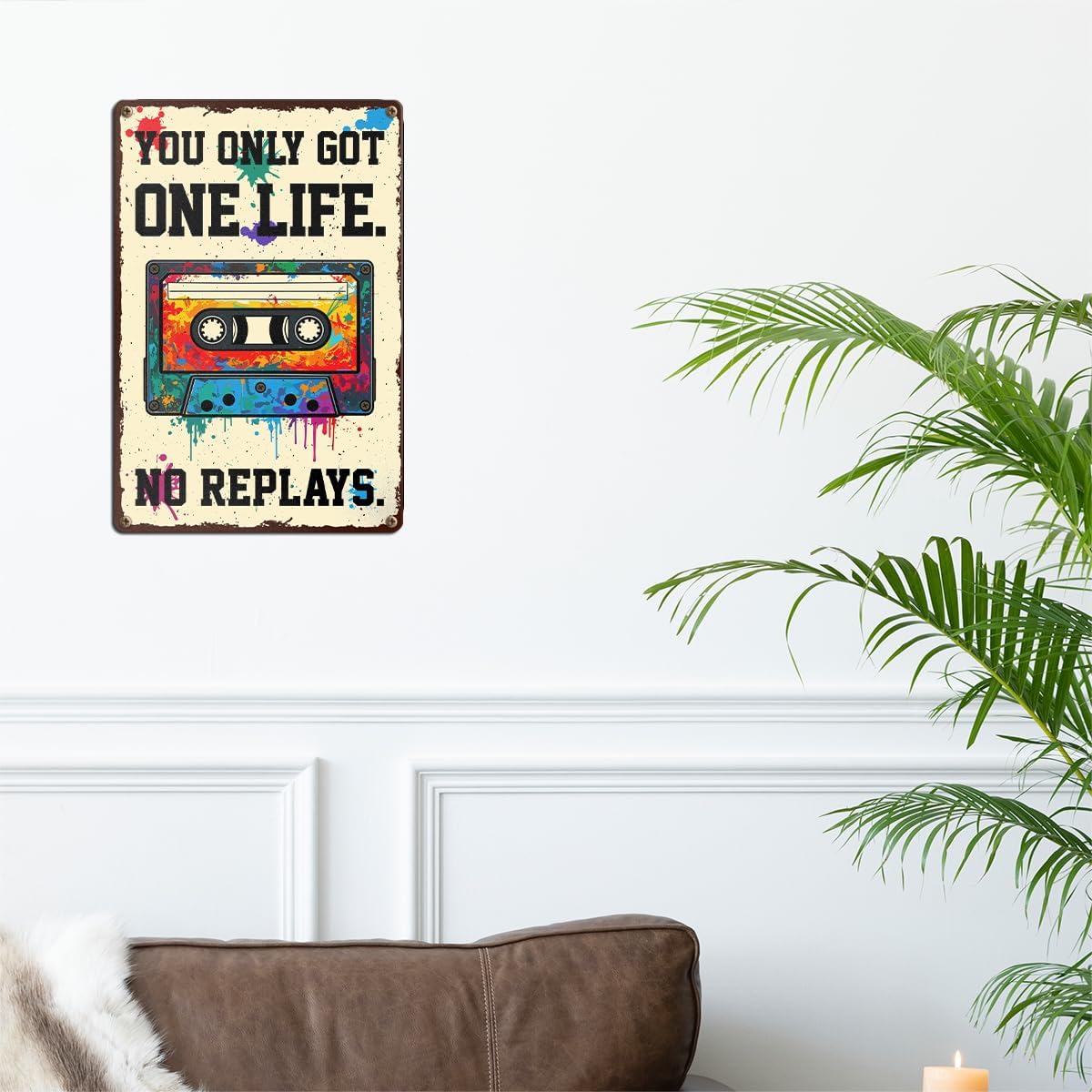Music Room Wall Decor You Only Got One Life No Replays Vintage Metal Tin Sign for Man Cave Boys Room Bedroom Studio, Music Lovers Gifts 8x12 Inch