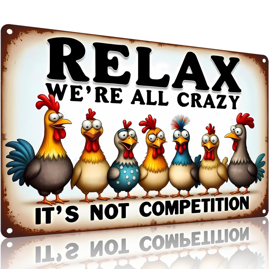 FunnySign Rooster Décor Today's Mood: Cranky With A Touch Of Psycho Rustic Tin Sign For Home Farm Chicken Coop Decor 8x12 Inch (9712)
