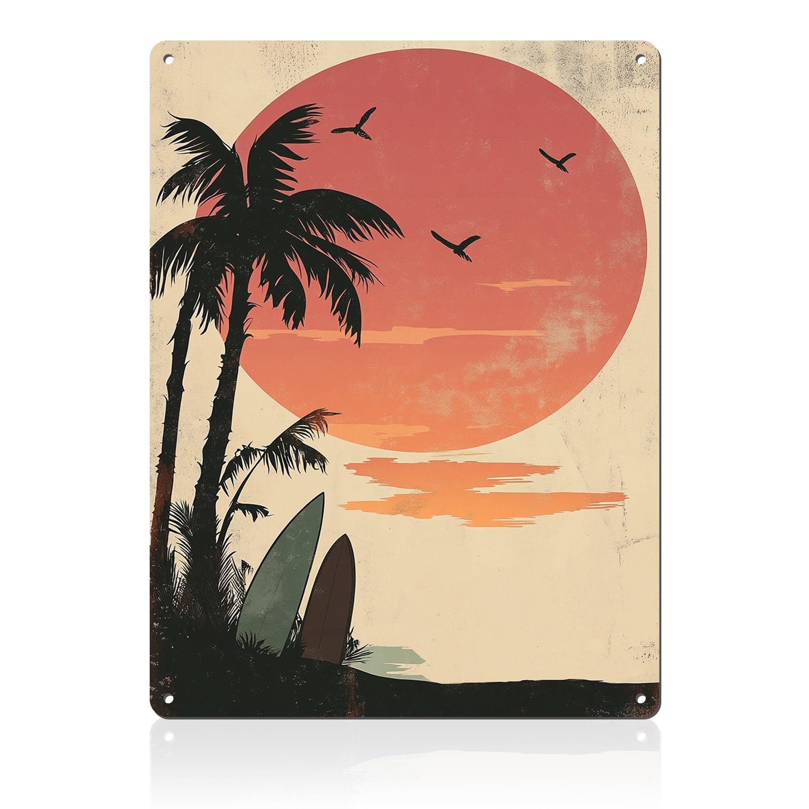 Retro Beach Metal Tin Sign Wall Art Vintage Surf Shack Decor The Beach Is Calling Coastal Home Bar Decor 8x12inch