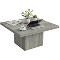 HOMCOM Living Room Table with 1.6" Thick Tabletop, Wood Rustic Coffee Table for Living Room, Farmhouse Coffee Table, Easy to Assemble, 31.5" x 31.5", Gray Wood Grain