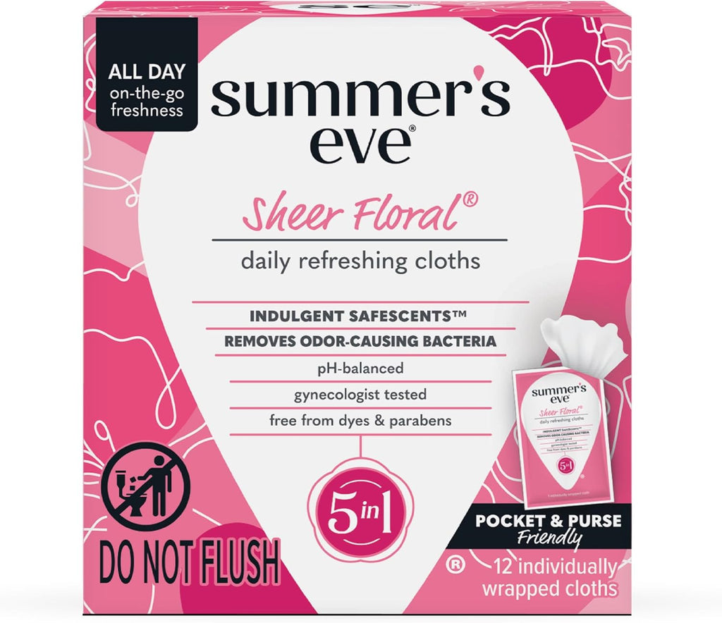 Summer's Eve Amber Nights Feminine Wipes, with Gentle pH-Balanced Formula Designed to Remove Odor, Individually Wrapped Wipes, 12 Count