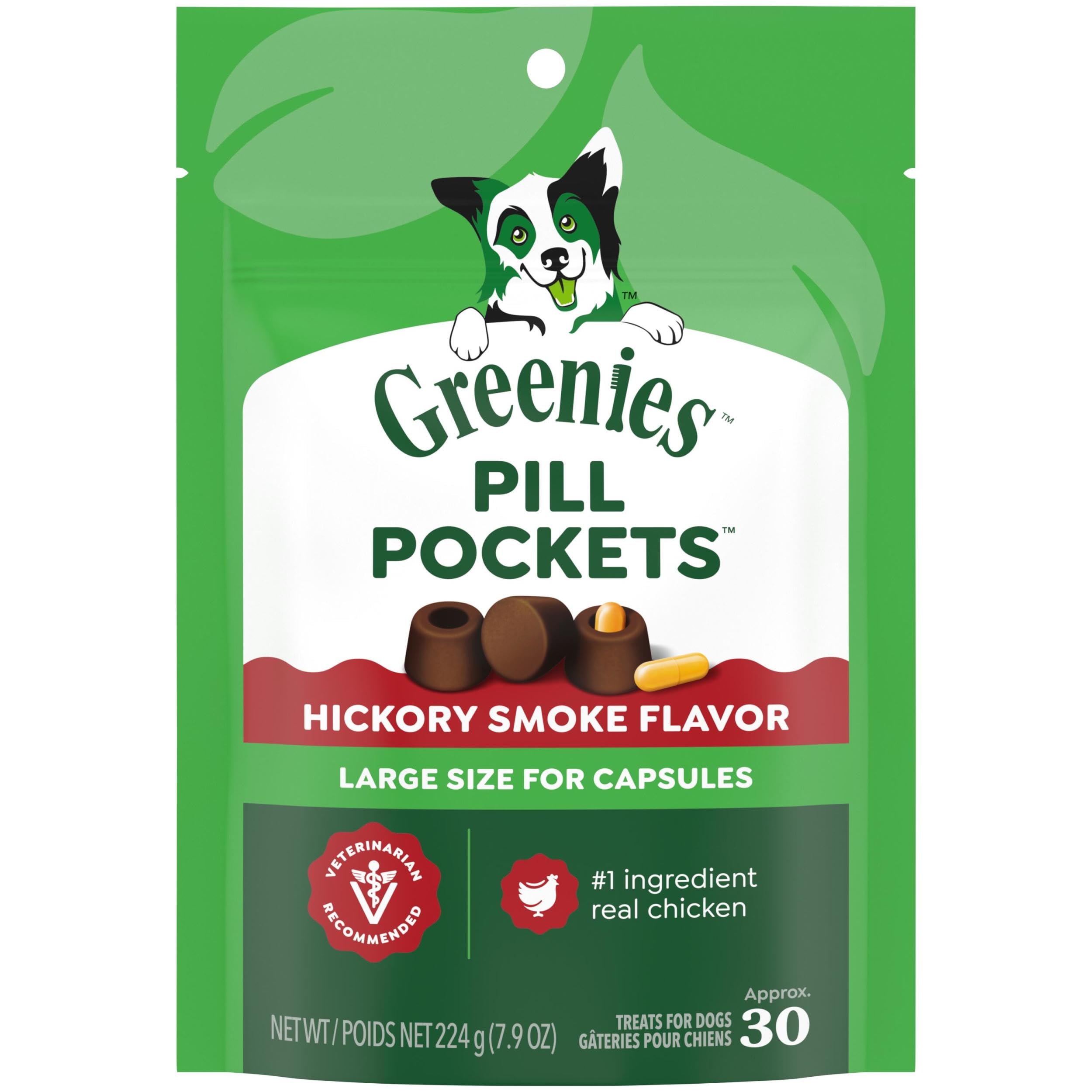 Greenies Pill Pockets for Dogs Large Size, Dog Treat Pouch for Capsule Medication, Peanut Butter Flavor, 15.8 oz. Pouch