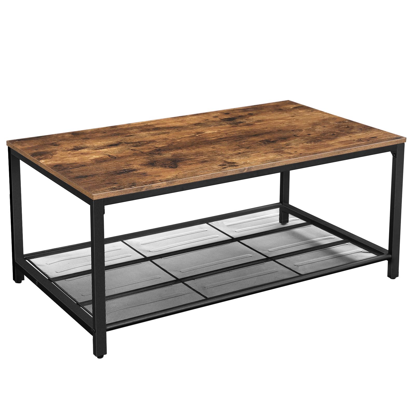 VASAGLE LIRY Collection - Farmhouse Coffee Table with Storage, Square Coffee Table for Living Room, Center Table with Flip-Top Lids, Honey Brown and Rustic White ULCT232W73