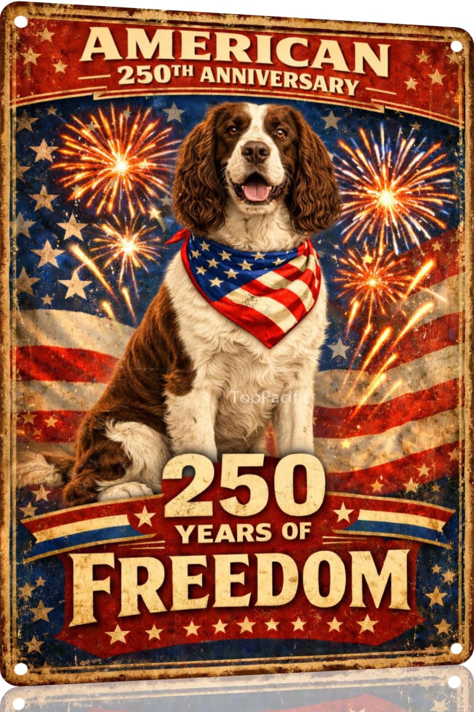 American 250th Anniversary Border Collie Funny Tin Sign 12x8 Inch Independence Day Vintage Metal Wall Art Retro Humor for Kitchen Bedroom Room Home Gift Decoration(59342)