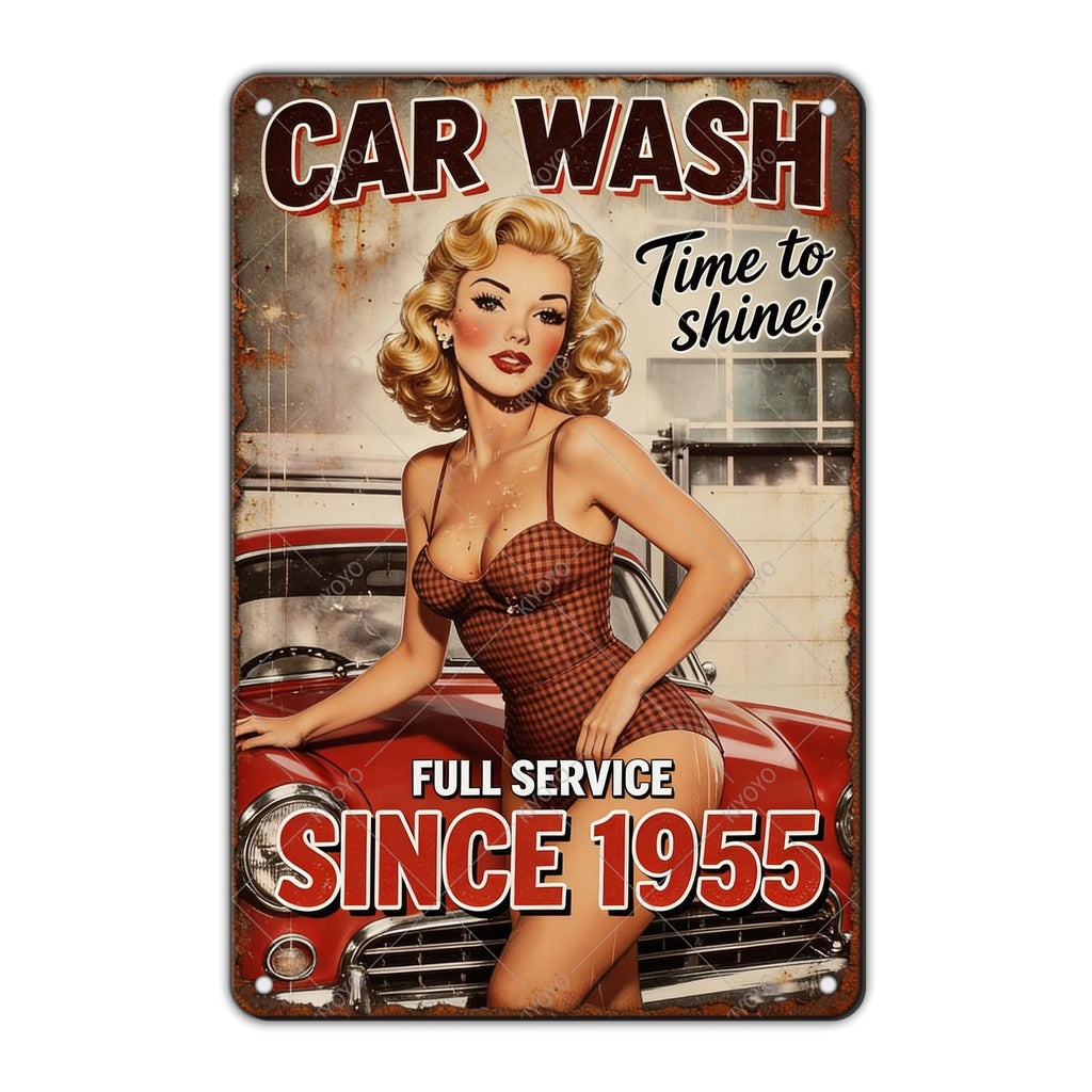 50s Pin up Girl Fishing Metal Tin Sign Open Fly Season Wall Decor Home Angler Cafes Lake House Seascape 12x8 Inch