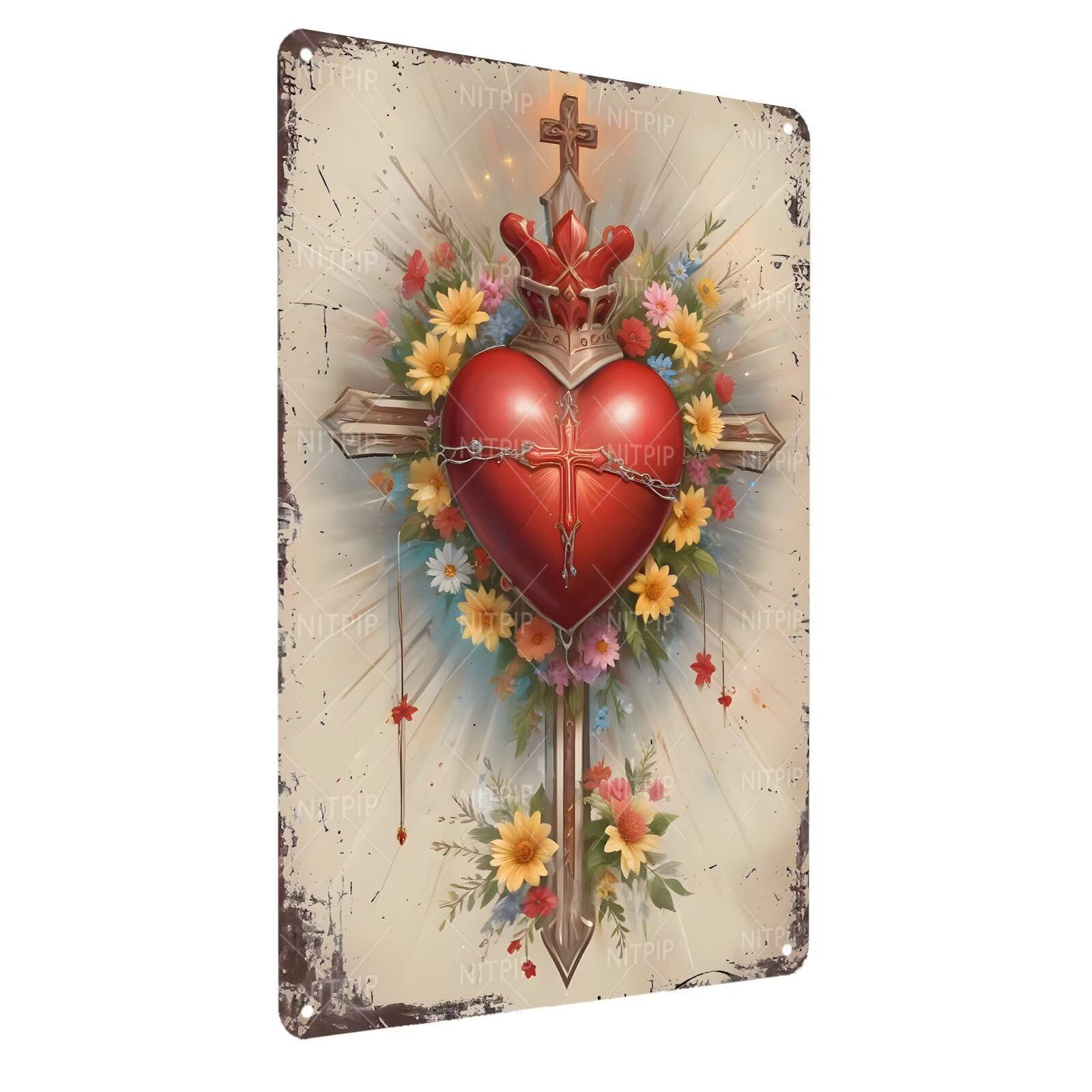 Psalm 51：10 Metal Tin Sign Bible Verse Metal Sign Art Decor - Christian Wall Art Faith Metal Tin Sign Prayer Religious Sign for Home Decor 8x12 Inch