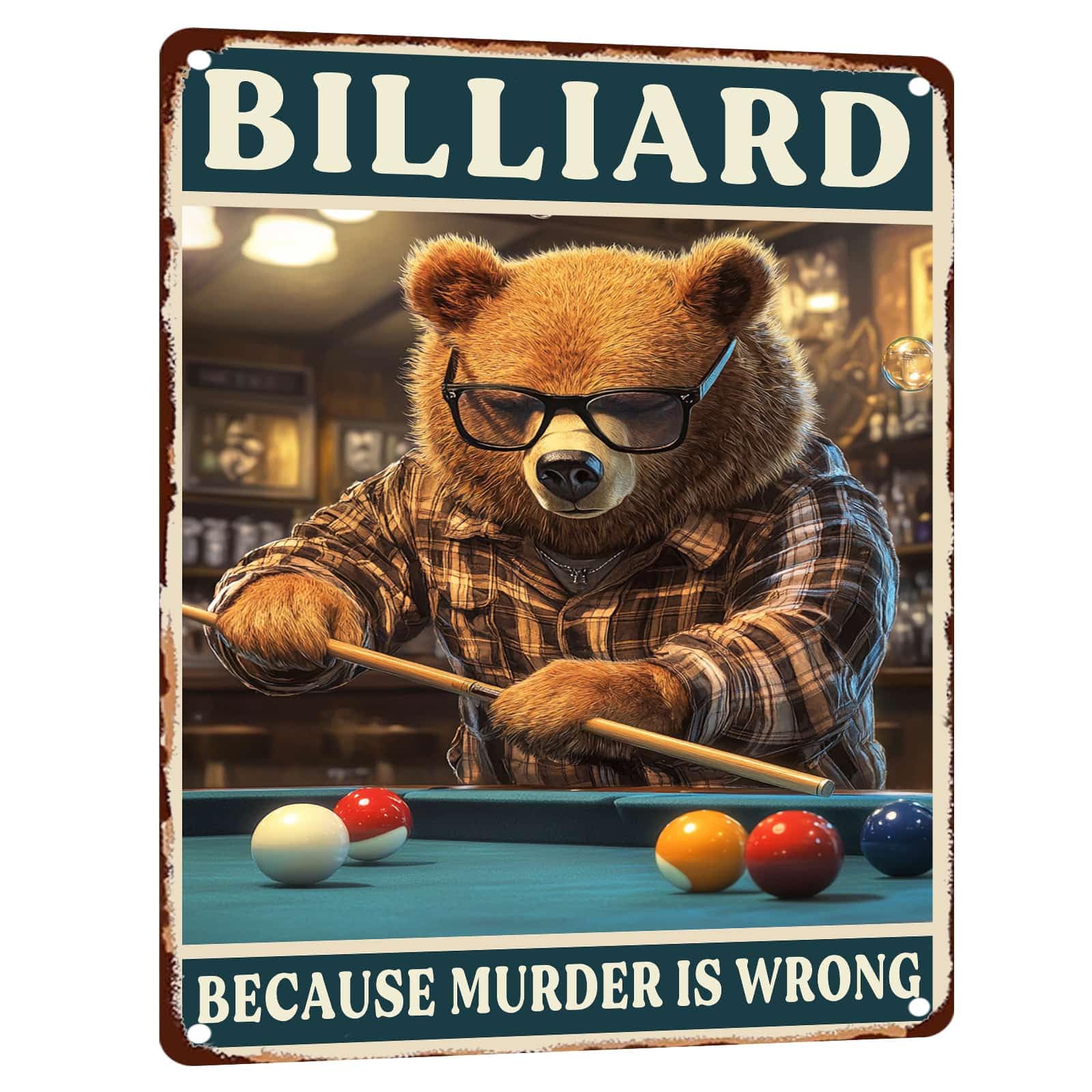 Billiards Metal Sign Less Talk More Chalk Billiards Vintage Art Wall Decor Funny Pool Decor for Man Cave Game Room Bar Garage Billiard Room 8x12 Inch
