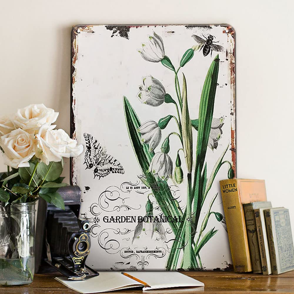 YOYI ART Lavender Decor Tin Sign - French Country Vintage Shabby Chic Signs for Room, Bathroom, Garden, Yard Wall Decor Art Accessories, Gifts for Women and Flower Lover, 8 x 12 inch
