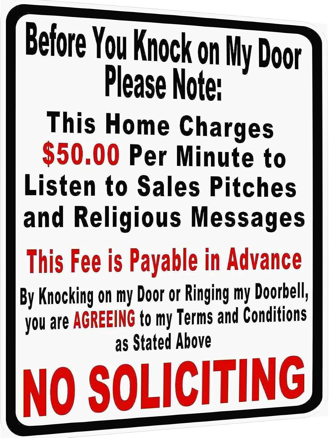 Vintage Metal Tin Sign Funny Sarcastic Party Wall Art Decor Signs, Before You Knock On My Door Sign No Soliciting Metal Sign 12x8 Inches