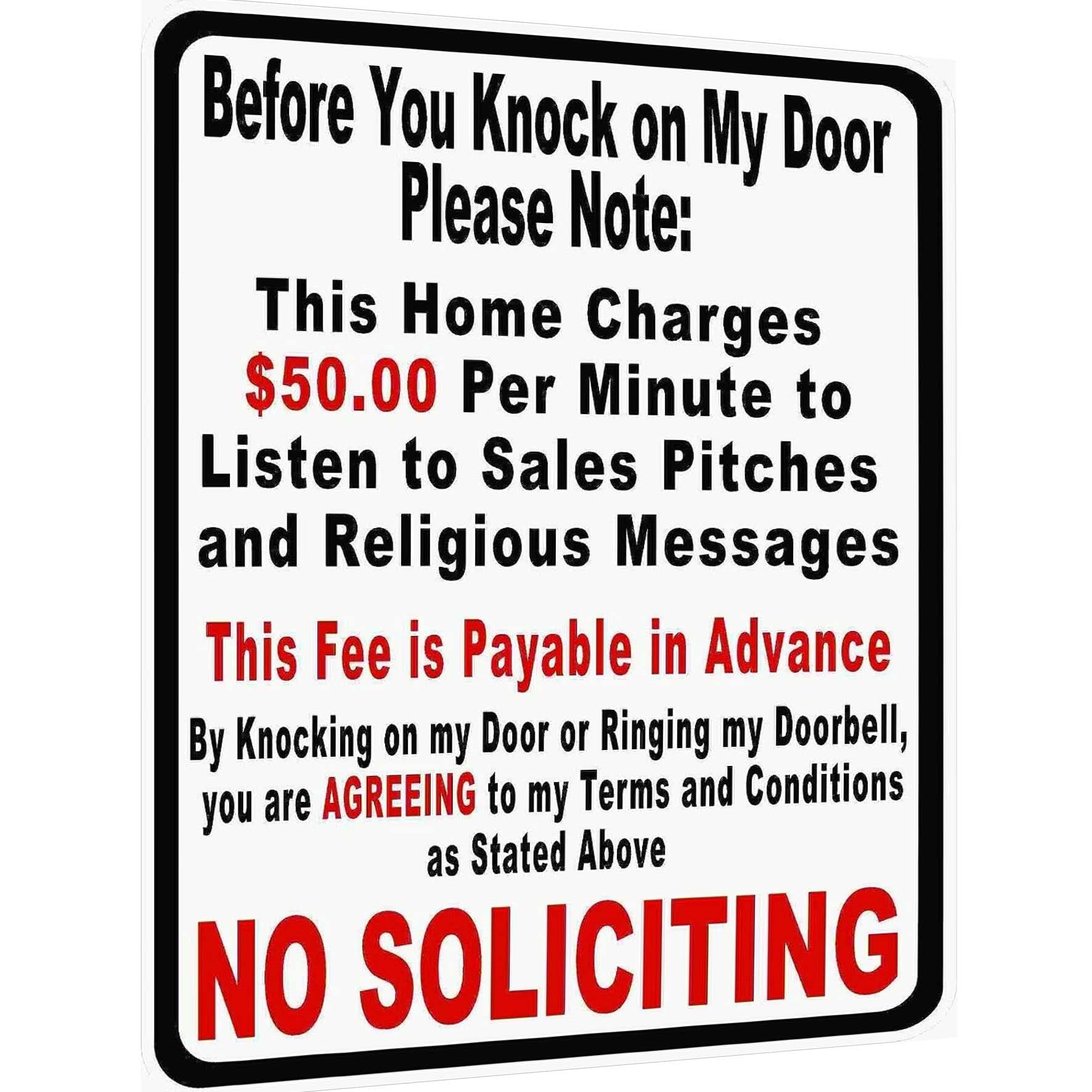 Vintage Metal Tin Sign Funny Sarcastic Party Wall Art Decor Signs, Before You Knock On My Door Sign No Soliciting Metal Sign 12x8 Inches