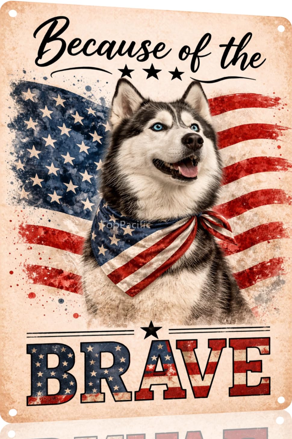 Patriotic Brittany-Spaniel Funny Tin Sign 12x8 Inch Vintage Metal Wall 4th of July Independence Day Art Retro Humor for Bathroom Kitchen Bedroom Room Home Gift Decoration(58978)