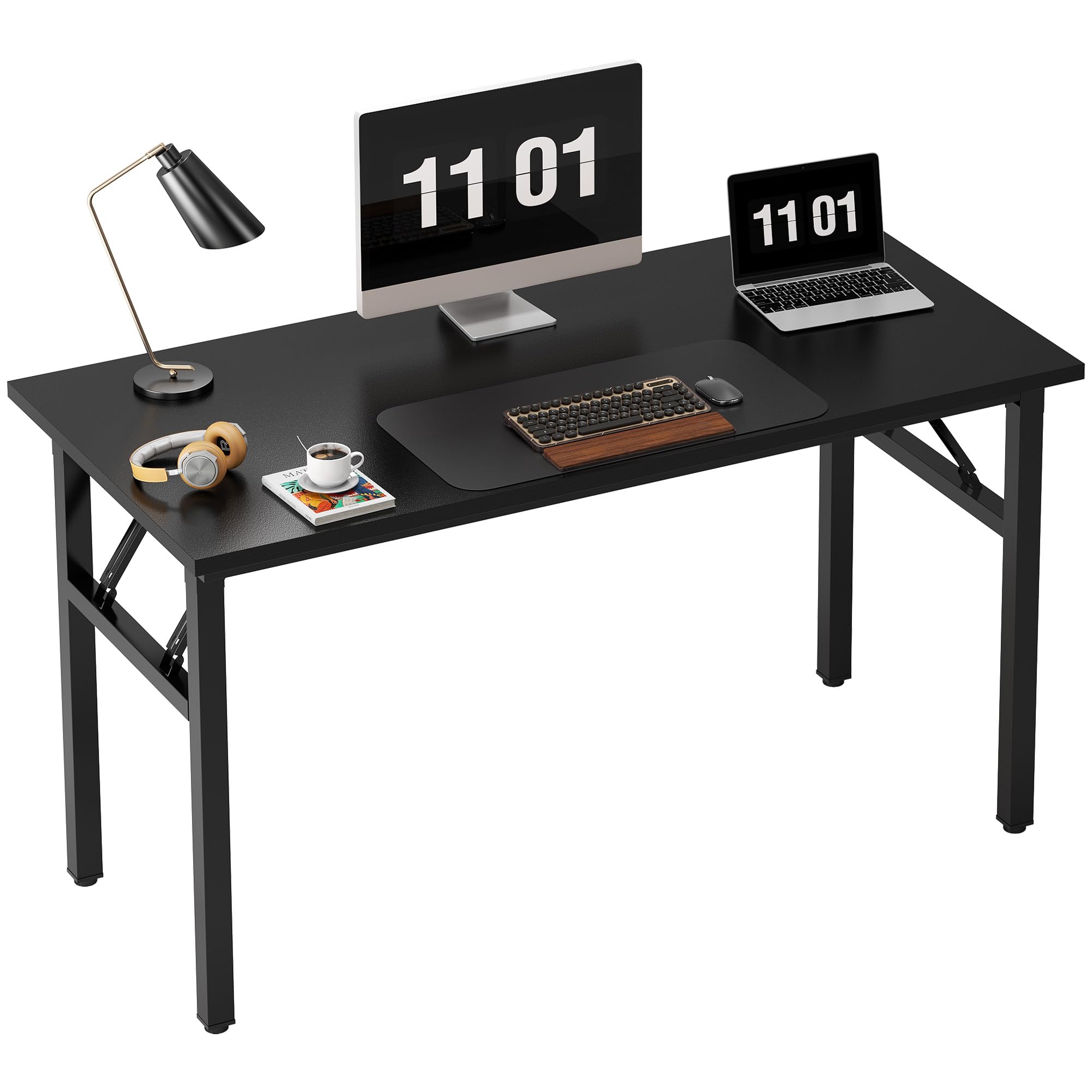 Need Folding Desk, 54 inch Large Computer Desk for Home Office, No Install Needed Study Student Writing Table Desk Workstation, Rustic Brown
