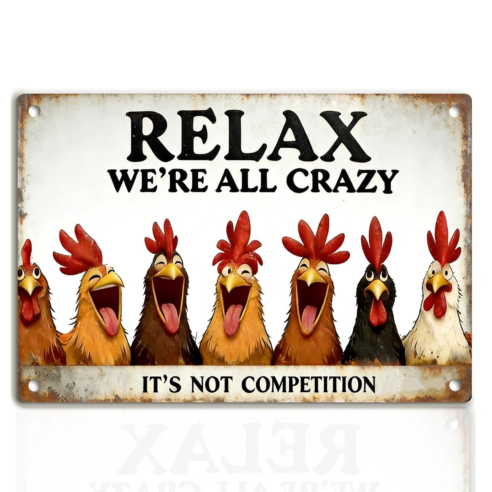 Chicken Metal Decor Sign Vintage Metal Tin Sign Wall Art Decor Cool Chicks Live Here Chicken Coop Signs Accessories for Outdoor Decorations Gifts for Women and Hen Lovers 8 X 12 Inch