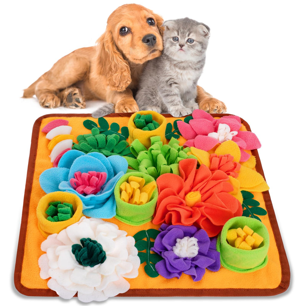 Snuffle Mat for Dogs, Sniff Mat Slow Feeding Mat for Small Pets Cats, Rabbits - Help Stress Relief and Training - Stimulate Your Pet's Foraging Skills! (Brown)