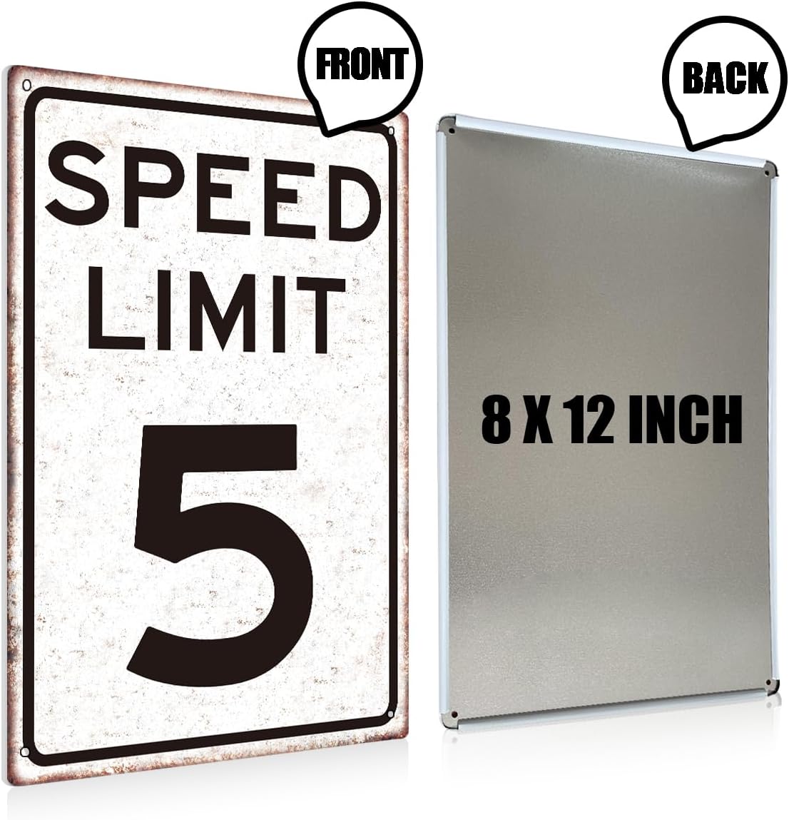Race Car Birthday Sign，Boys Gifts Retro Tin Signs Speed Limit 5 Sign for Boys Room Man Cave Garage Cars Themed Room Bedroom Vintage Style Decor 8 x 12 Inch