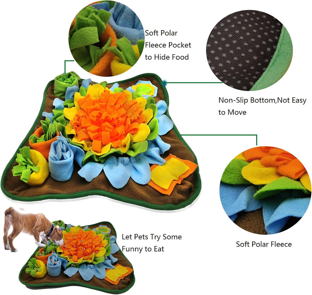 Dogs Snuffle Mat Pet Feeding Mats Puppy Sniffing Pad ,Cat Doggies Interactive Puzzle Toys for Multiple Breeds Encourages Natural Foraging Skills,Training and Stress Release (Orange)
