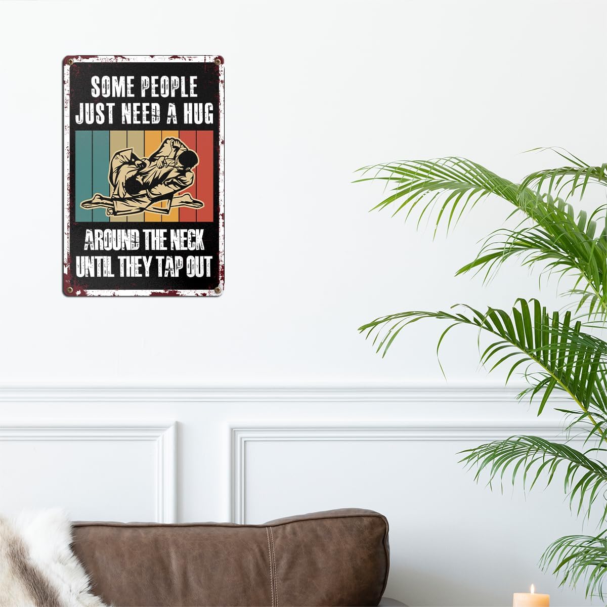 BJJ Sign Decor Vintage Some People Just Need A Hug Metal Tin Sign for Home Room Man Cave Garage Wall Decor Brazilian Jiu Jitsu Sign 8x12 Inch