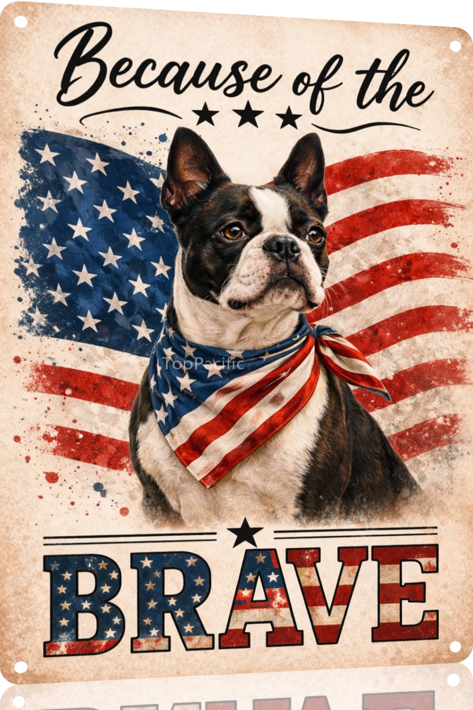 Patriotic Brittany-Spaniel Funny Tin Sign 12x8 Inch Vintage Metal Wall 4th of July Independence Day Art Retro Humor for Bathroom Kitchen Bedroom Room Home Gift Decoration(58978)