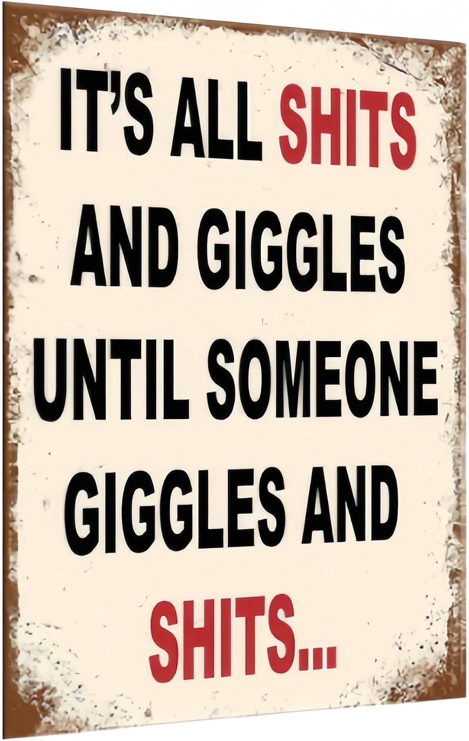 Vintage Metal Tin Sign Funny Sarcastic Party Wall Art Decor Signs 8x12 Inch Funny Tin Sign - Humorous "It's All Fun And Giggles" Quote - Vintage Style Sign for Home Bar, Man Cave, Garage, and Bathroom Décor Gifts