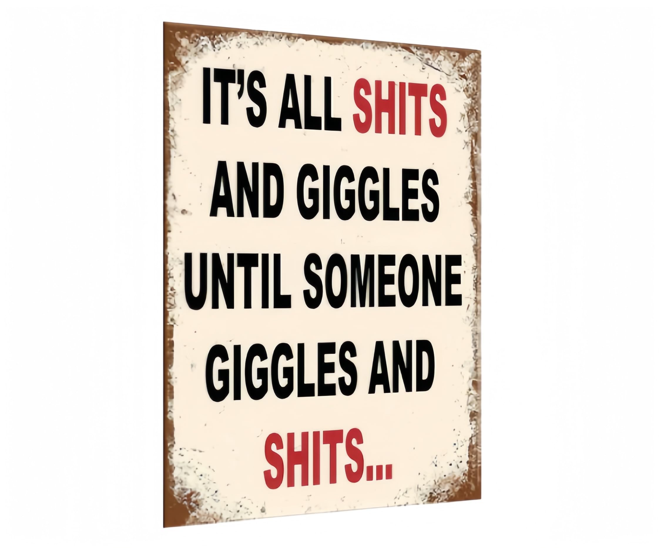 Vintage Metal Tin Sign Funny Sarcastic Party Wall Art Decor Signs 8x12 Inch Funny Tin Sign - Humorous "It's All Fun And Giggles" Quote - Vintage Style Sign for Home Bar, Man Cave, Garage, and Bathroom Décor Gifts