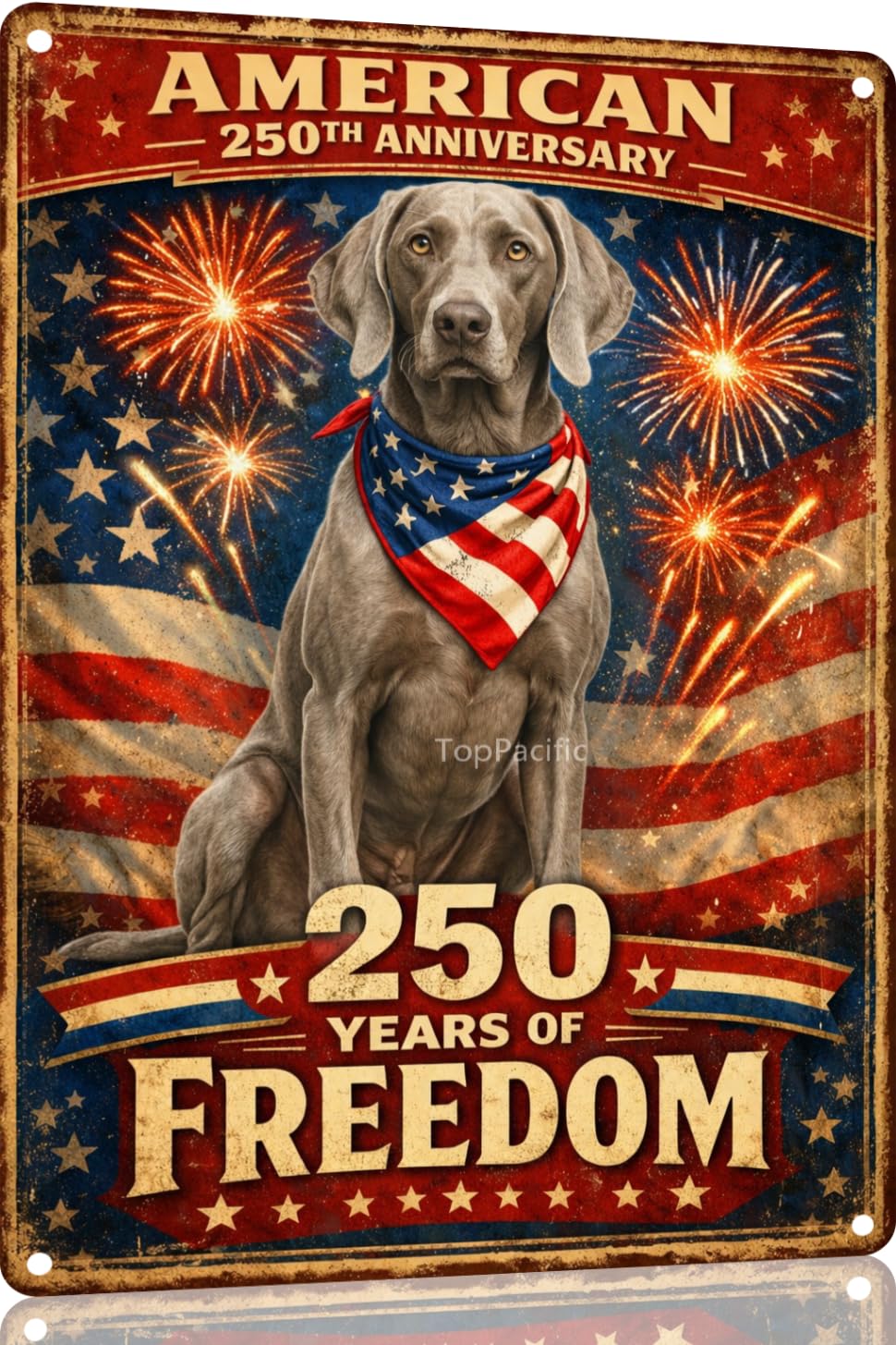 American 250th Anniversary Border Collie Funny Tin Sign 12x8 Inch Independence Day Vintage Metal Wall Art Retro Humor for Kitchen Bedroom Room Home Gift Decoration(59342)