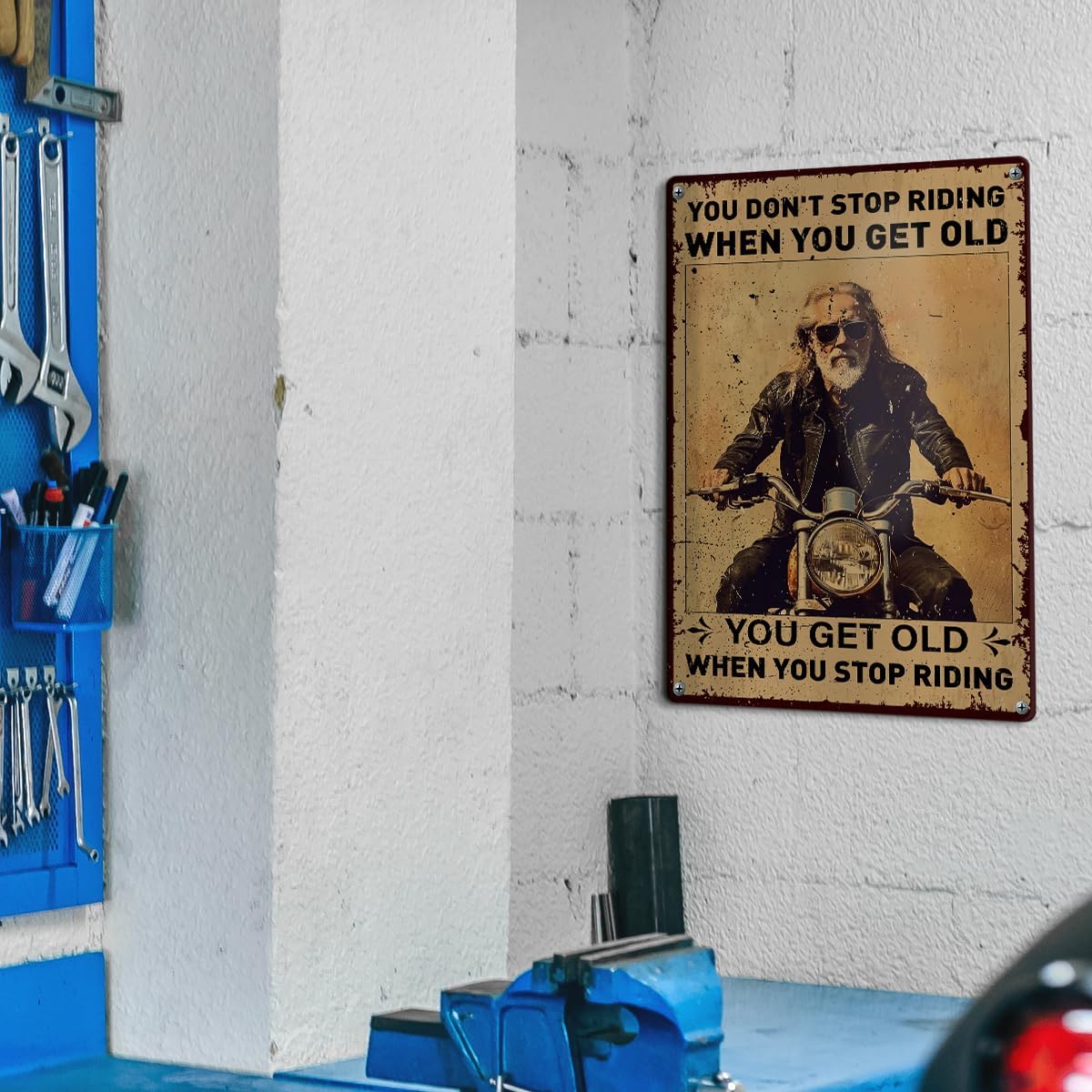 Funny Motorcycle Garage Wall Sign, Motorcycle Wall Decor for Home Bike Garage Shop Man Cave Room Sign Vintage Metal Tin Decoration 8" x 12", Motorcycle Biker Lovers Rider Gift