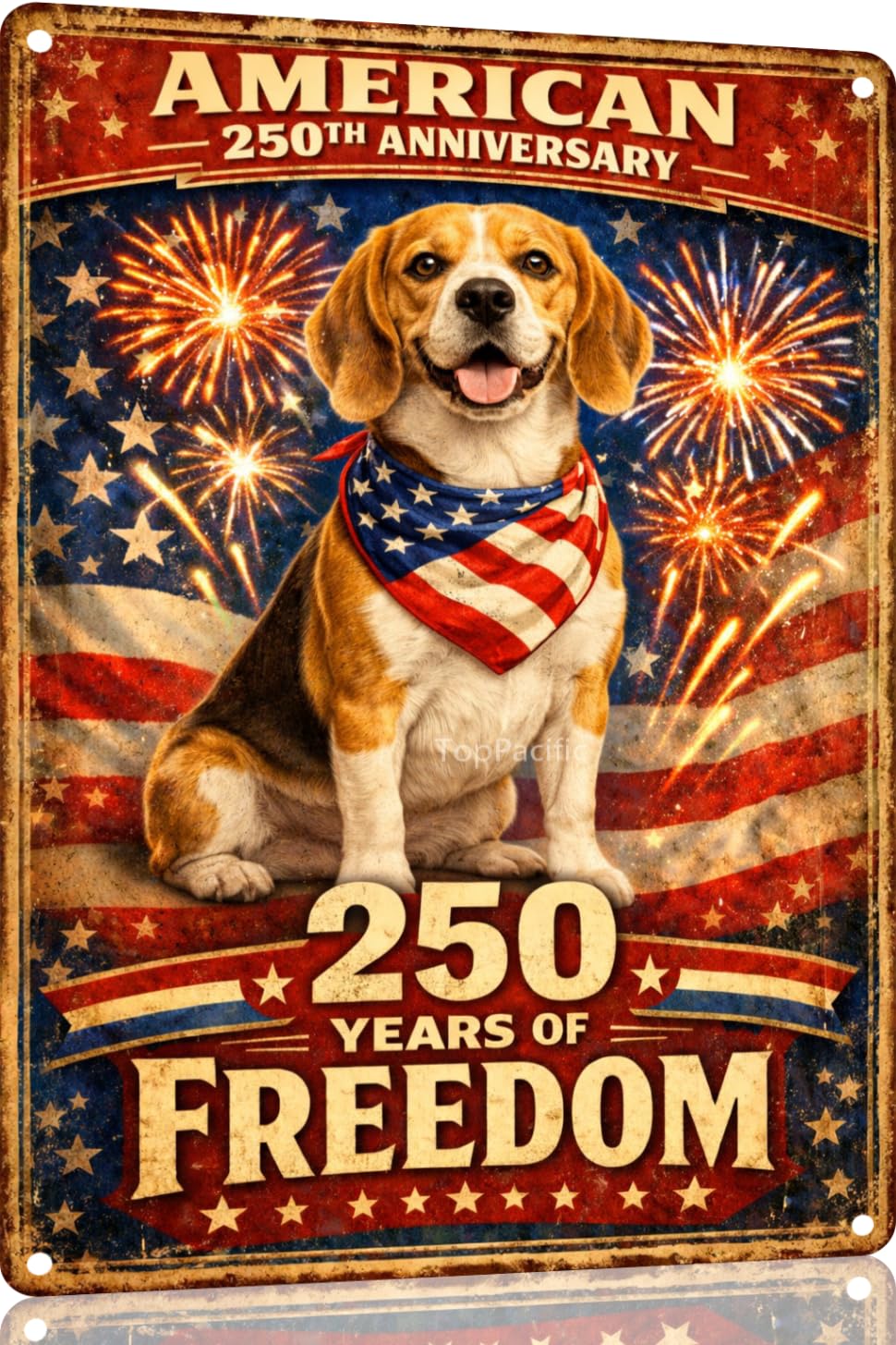 American 250th Anniversary Border Collie Funny Tin Sign 12x8 Inch Independence Day Vintage Metal Wall Art Retro Humor for Kitchen Bedroom Room Home Gift Decoration(59342)