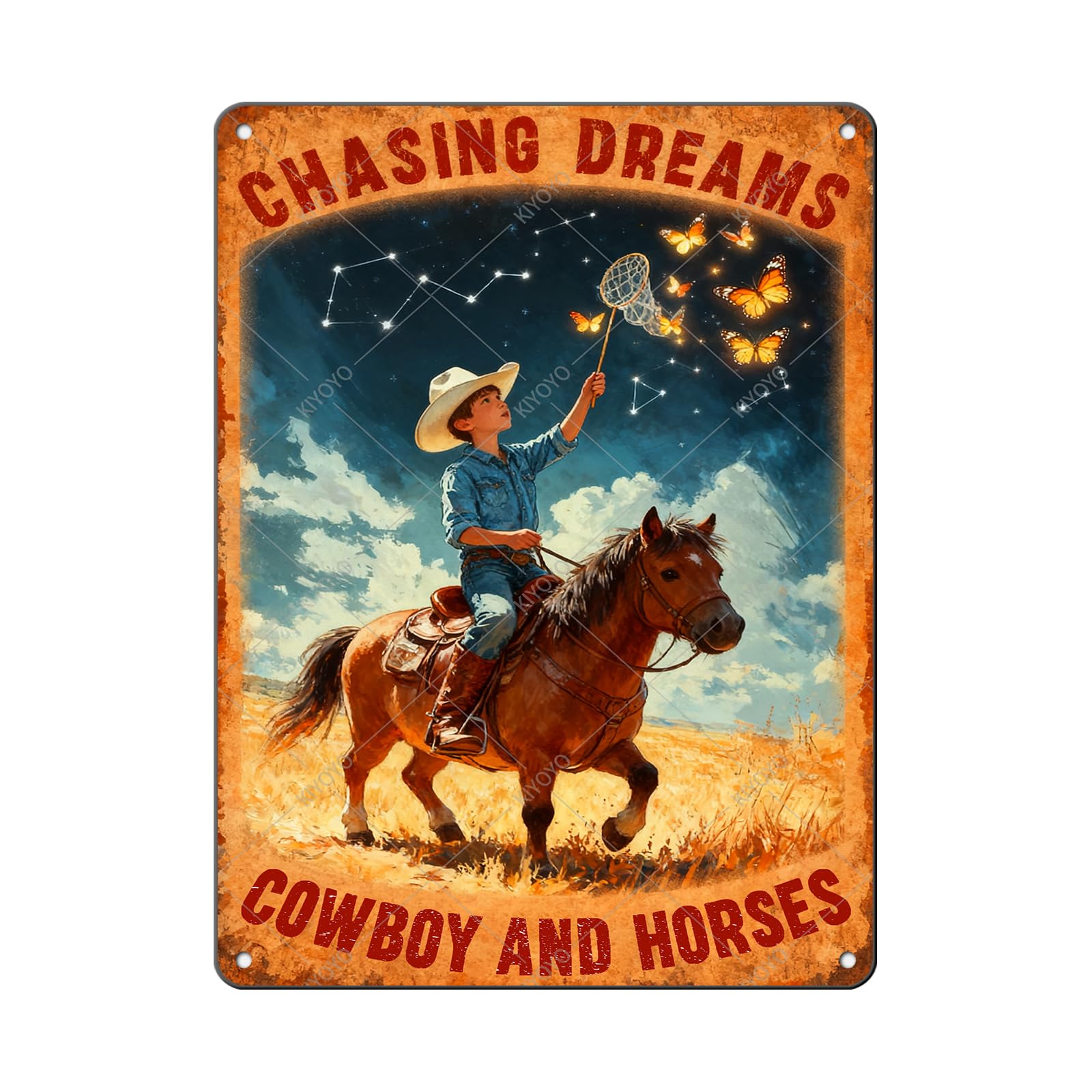 Vintage Metal Tin Sign You Don't Stop Riding When You Get Old Retro Wall Art Decor Woman Riding Horse Under Moon 12x8 Inch