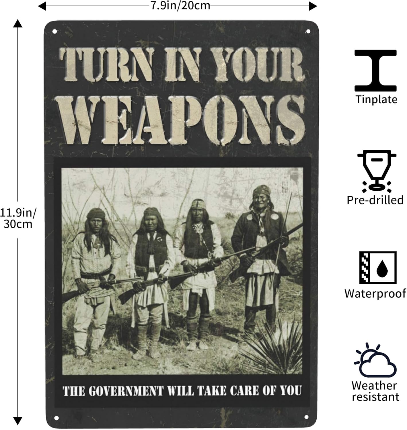 Funny Man Cave Signs Vintage Wall Decor Decorative Metal Signs For Bar, Garage Turn in Your Weapons Plaques Tin Sign 12"x 8"