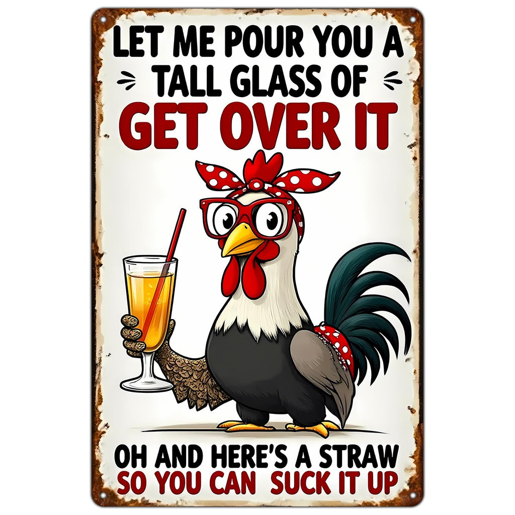 FunnySign Rooster Décor Today's Mood: Cranky With A Touch Of Psycho Rustic Tin Sign For Home Farm Chicken Coop Decor 8x12 Inch (9712)