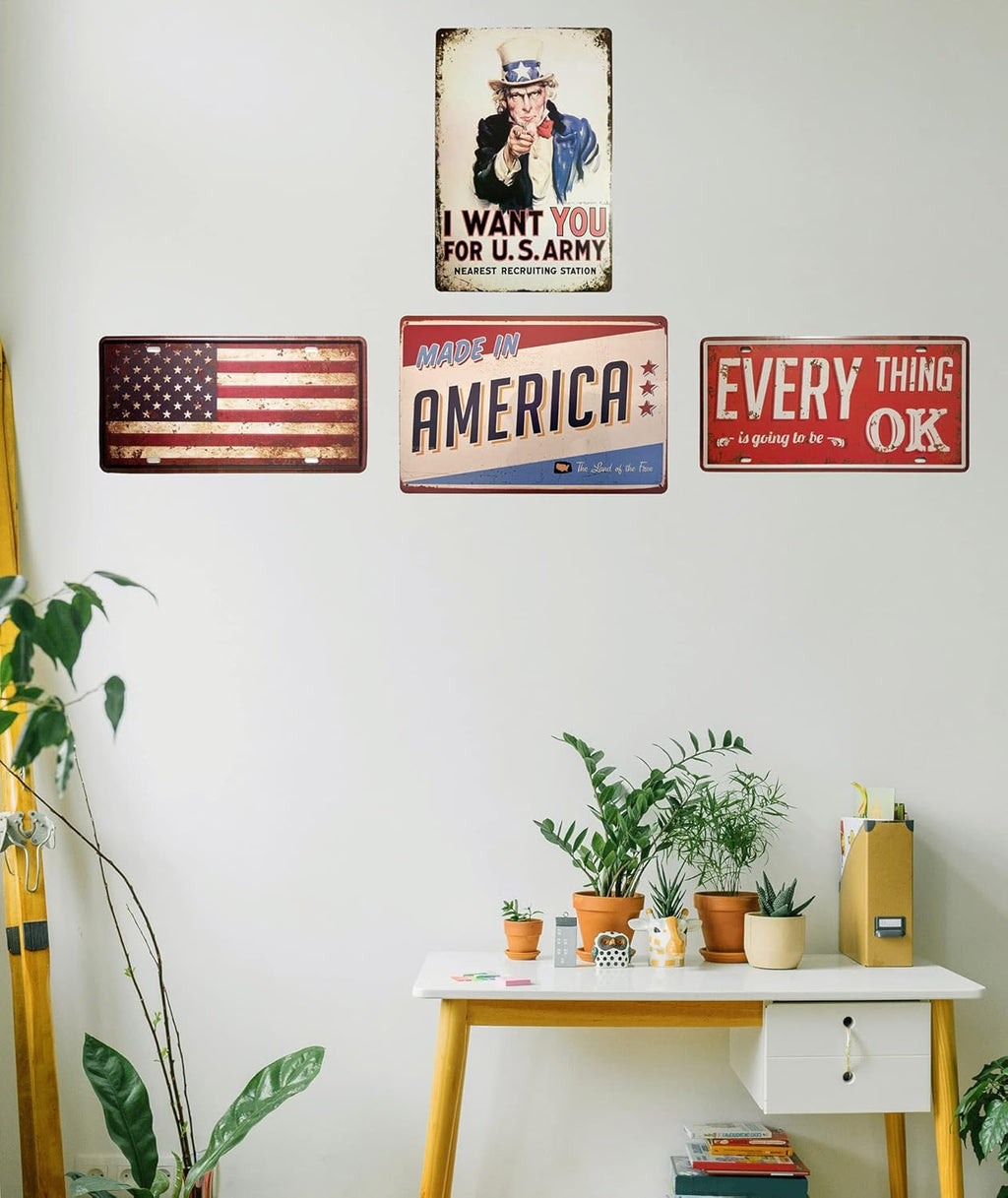 ERLOOD Made in America Retro Metal Vintage Tin Sign 12 x 8