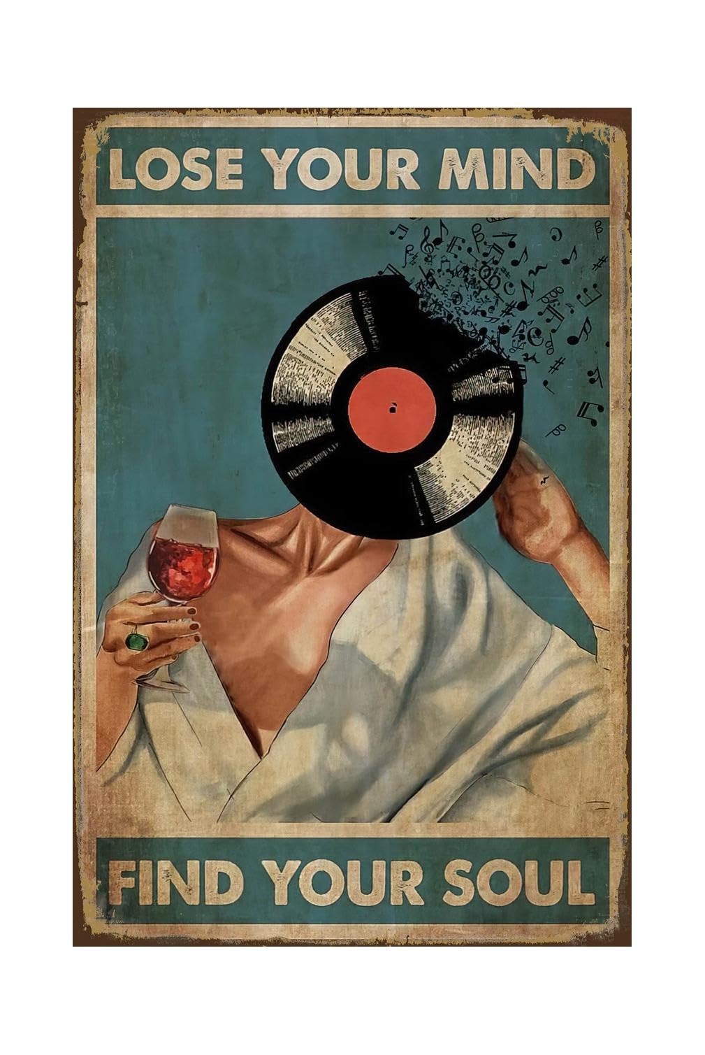 Music Tin Signs, Rock Bands Skull Metal Sign, Feel Alive, Guitar Poster Studio Wall Decor Plants Plaque for Home, Office, Bars, Restaurants, Cafes, Pubs 8 X 12 Inches