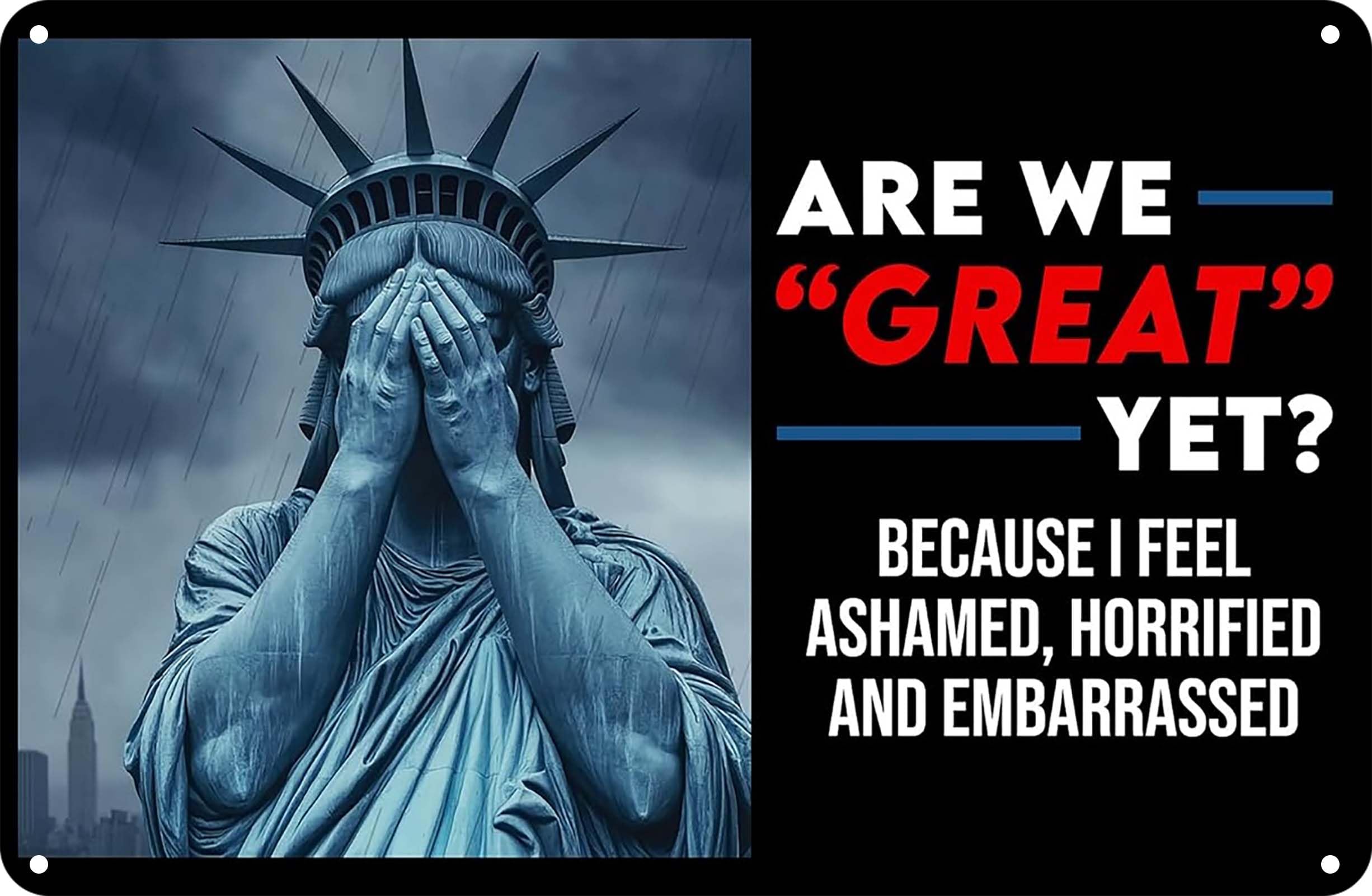 Statue of Liberty Resist Tin Sign,Social Security And Medicare Protest,Democracy Vintage Style Wall Decor for Home Kitchen Bar Room Garage 8 X 12 inches.
