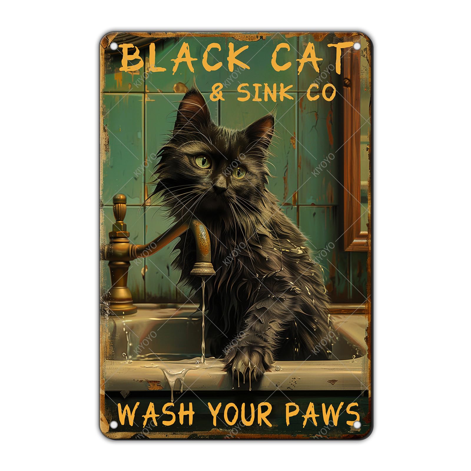 Funny Bear Metal Tin Sign Black and White Bathroom Vintage Bathroom Signs Restroom Wall Decor 12x8 Inch