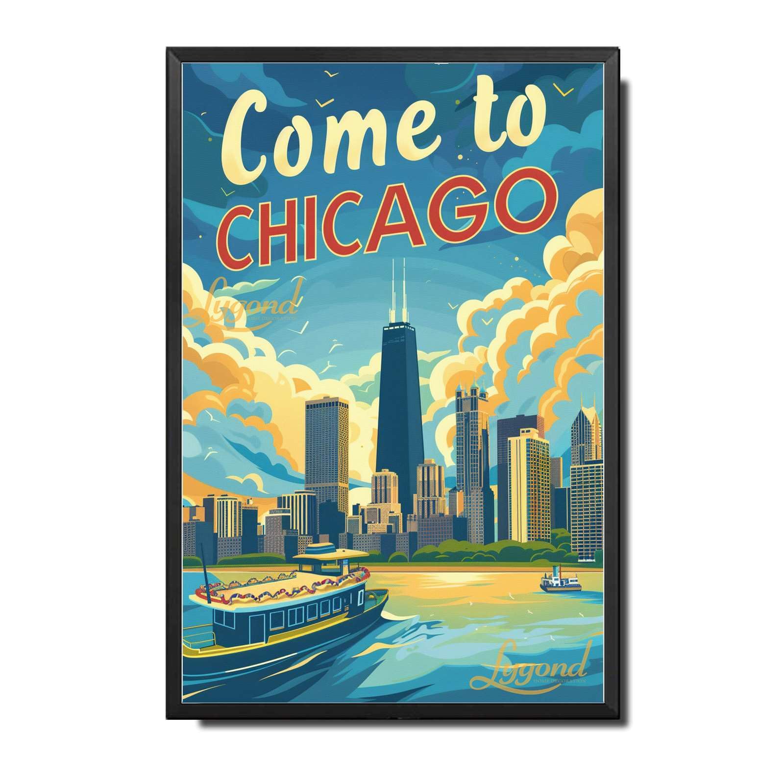 Lygond Metal Sign Tin Sign Vintage Wall Art Come to Chicago Travel Greenhouse Decor for Gift 8×12 Inches