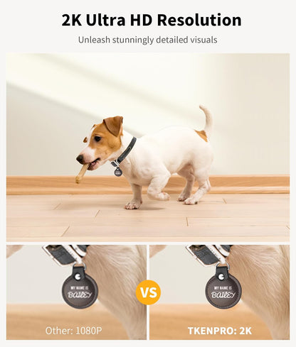 TKENPRO 2K Pet Camera Treat Dispenser, 360°View Dog Camera with Phone App, 5G&2.4G WiFi 2-Way Talk Pet Cam Indoor for Cats Remote Treat Tossing, Motion Alerts, Auto Tracking