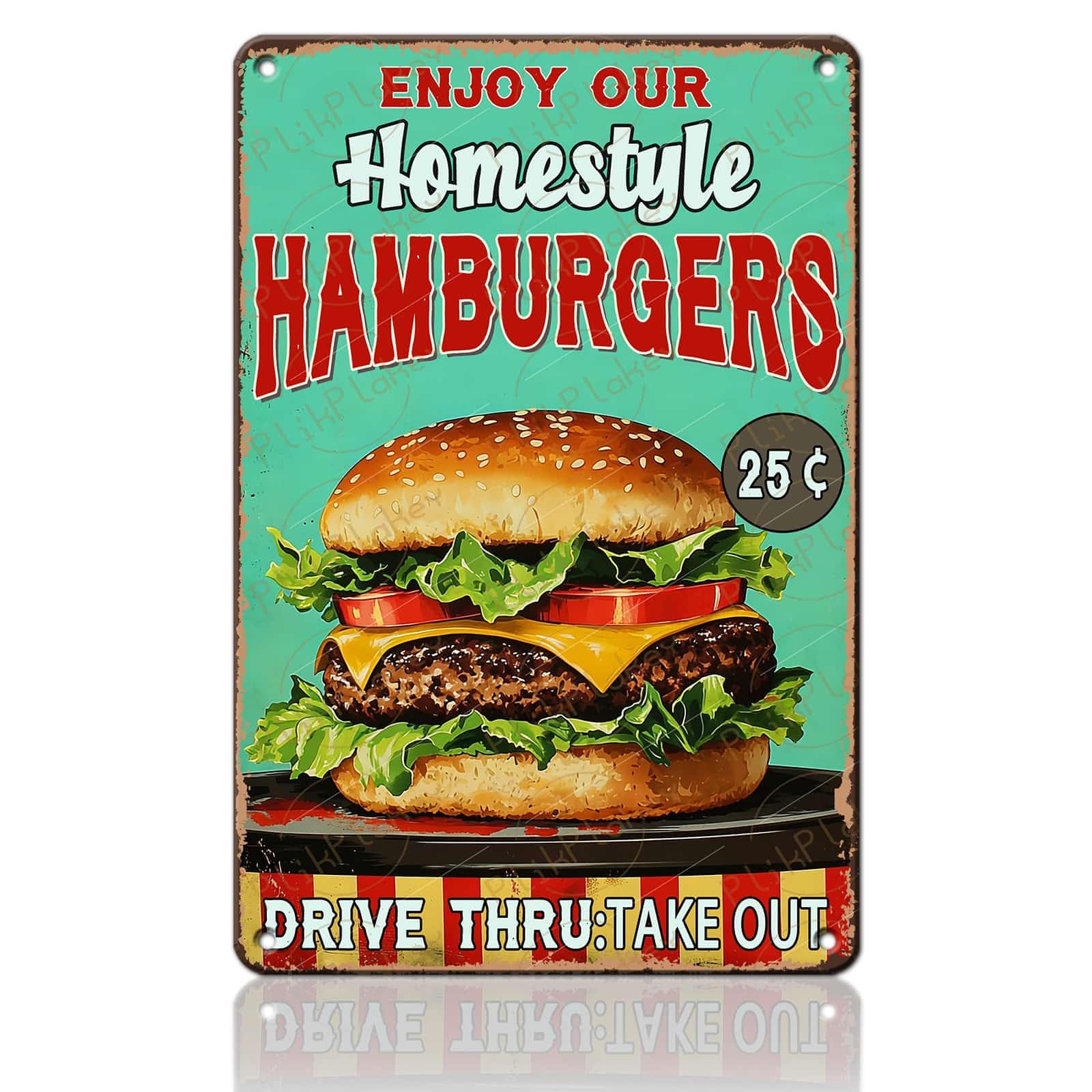 Best in Town Beef Hamburgers Retro Metal Tin Sign Vintage Wall Decor Bar Fast Food Shop Restaurant Kitchen Snack Truck Pub Coffee Home Poster 12x8 Inch