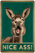 KENSILO Funny Donkey Bathroom Decor, Nice Ass Metal Tin Sign Wall Decor Farmhouse Sign for Toilet Restroom Washroom Decor Gifts 8x12 Inch