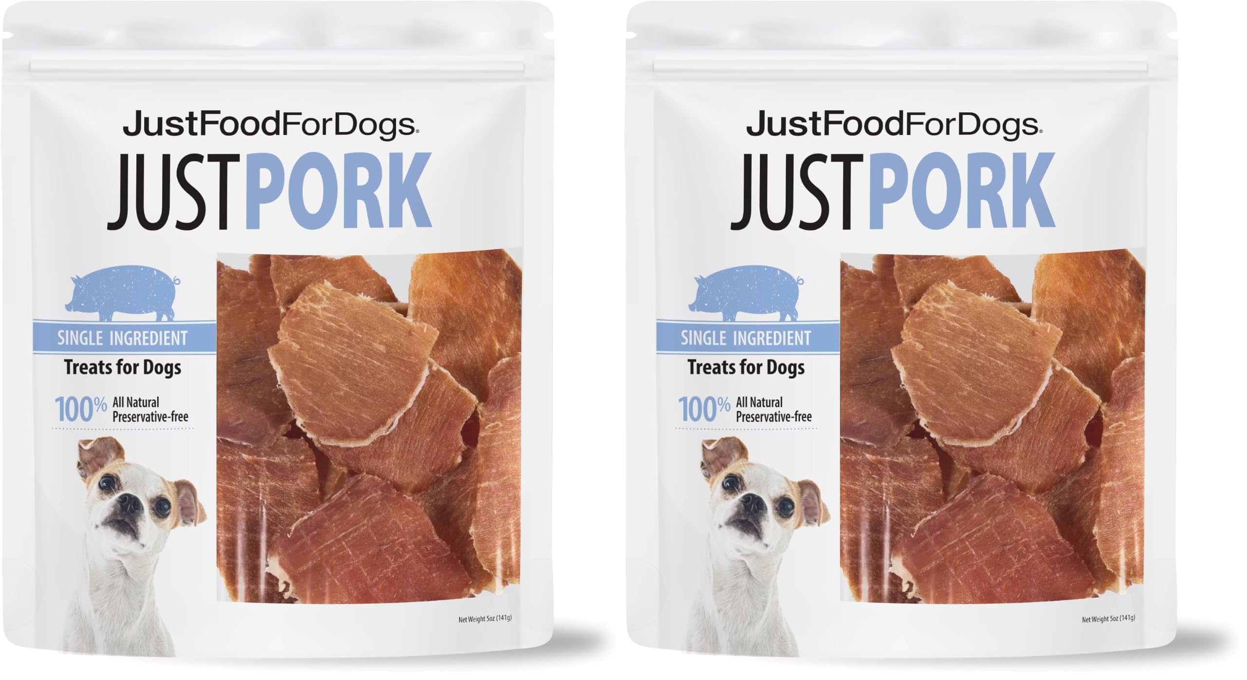 Just Food for Dogs Single Ingredient Healthy Dog Treats and Dog Snacks, Jerky Treats, Human Grade, Preservative and Grain Free, Rawhide Free Chews, Low Calorie Treat - Chicken Breast, 5 oz
