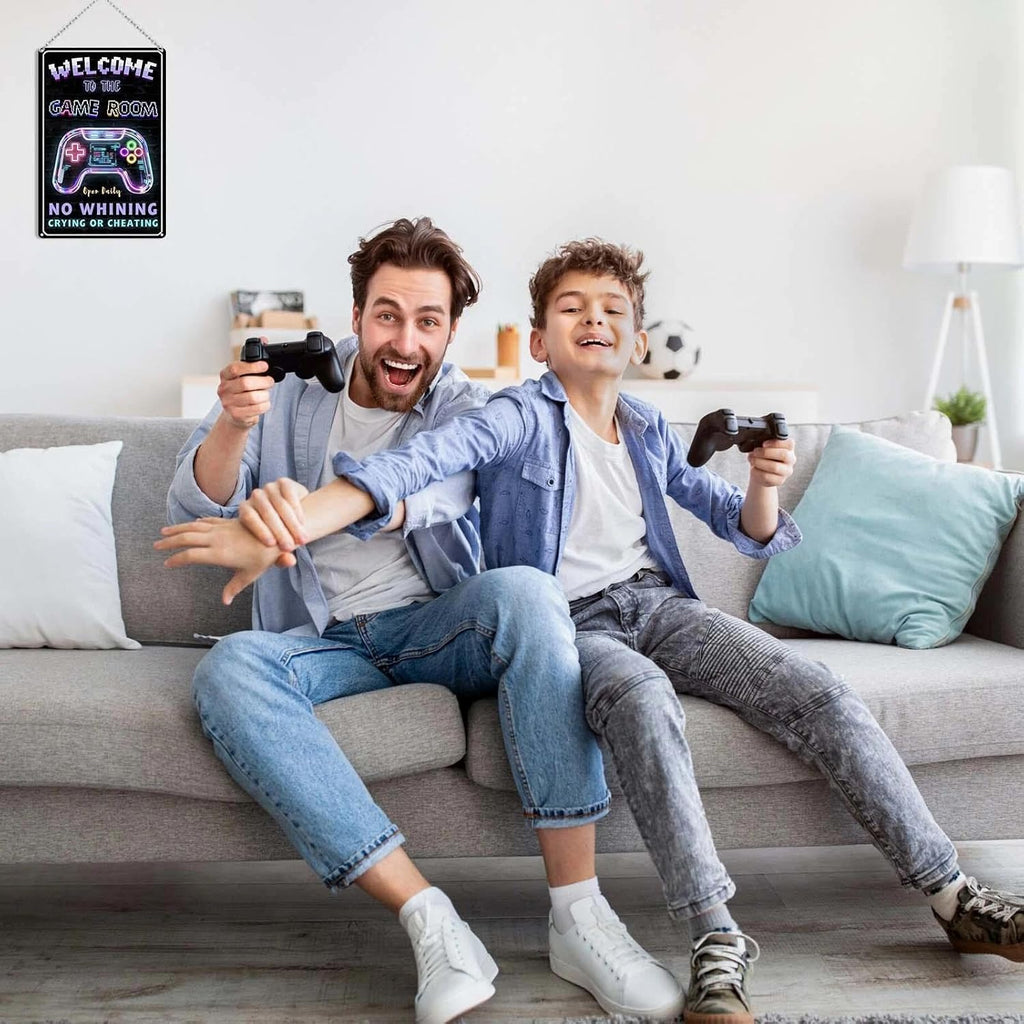 Gaming Room Metal Signs Decor- Cool Metal Tin Sign Wall Art Decor"Welcome to the Game Room", Gamer Room Tin Sign Gift for Boy, Girl, Boyfriend,12x8 inch