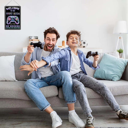 Gaming Room Metal Signs Decor- Cool Metal Tin Sign Wall Art Decor"Welcome to the Game Room", Gamer Room Tin Sign Gift for Boy, Girl, Boyfriend,12x8 inch